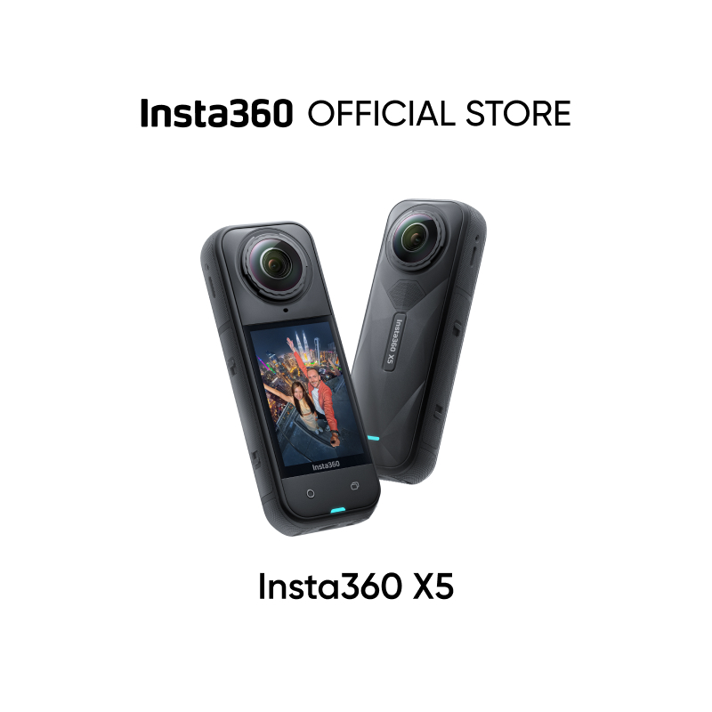 Insta360 X5 - กันน้ํา 8K 360° กล้อง, ไฟต่ําชั้นนํา, เอฟเฟกต์ไม้เซลฟี่ที่มองไม่เห็น, เลนส์ที่ทนทานและเปลี่ยนได้, แบตเตอรี่ 3 ชั่วโมง, การ์ดลมในตัว, ความเสถียร, ที