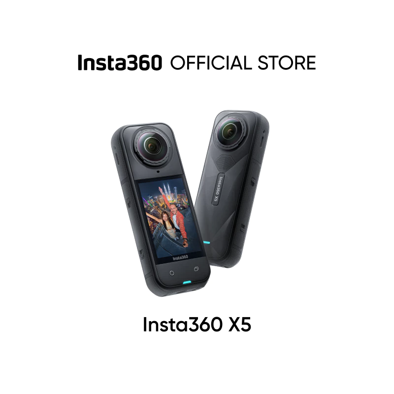 Insta360 X5 - กันน้ํา 8K 360° กล้อง, ไฟต่ําชั้นนํา, เอฟเฟกต์ไม้เซลฟี่ที่มองไม่เห็น, เลนส์ที่ทนทานและเปลี่ยนได้, แบตเตอรี่ 3 ชั่วโมง, การ์ดลมในตัว, ความเสถียร, ที