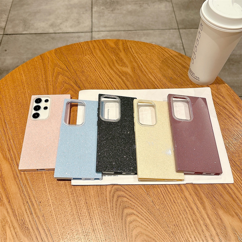 สําหรับ Samsung S25 Ultra S21 FE S22 S23 Plus S24 เลื่อม Glitter Bling Clear Hard กลับเคสโทรศัพท์