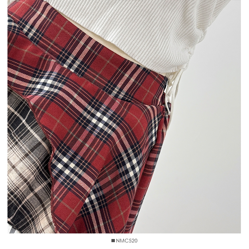 กระโปรงลายสก๊อตสำหรับฤดูร้อน ยืดหยุ่นได้ด้วยเอวยาง ออกแบบตามเทรนด์เกาหลี - รูปที่ 4