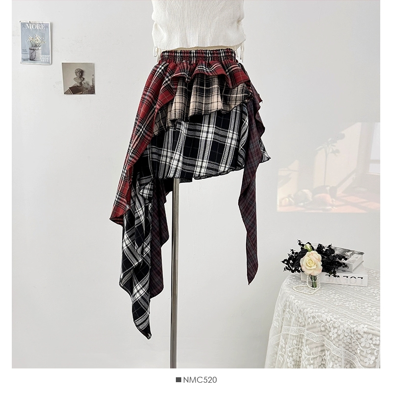 กระโปรงลายสก๊อตสำหรับฤดูร้อน ยืดหยุ่นได้ด้วยเอวยาง ออกแบบตามเทรนด์เกาหลี - รูปที่ 2