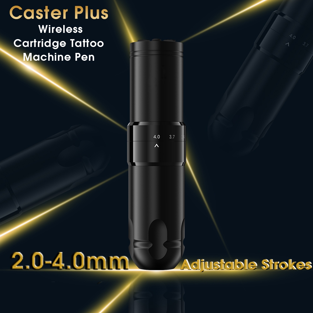 Caster PLUS ไร้สายสักปากกาเครื่องและเครื่องสักปากกาแบบพกพาพลังงานแพ็ค,ปรับจังหวะ,1500มิลลิแอมป์ชั่วโมงไร้สายแบตเตอรี่จอแสดงผล นํา สําหรับตลับหมึกเข็มสัก
