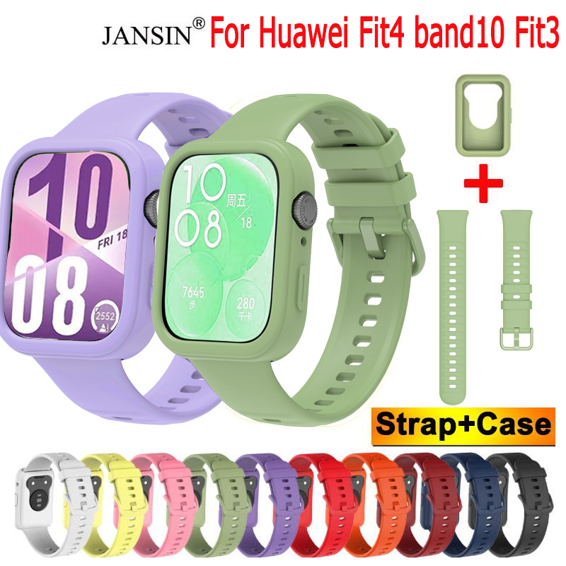 เคส + สายนาฬิกา huawei watch fit 5 5Pro สายนาฬิกาข้อมือ และเคสซิลิโคน สําหรับ Huawei Band 10 8 7 Watch Fit 3 New