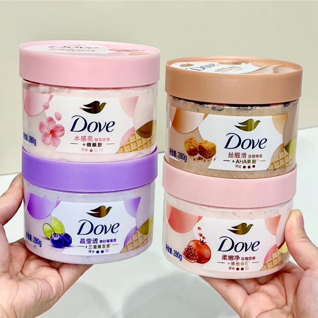 Dove Moisturizing Essence Scrub Dove Ice Cream Fruit Milk Body Scrub ปรับปรุงขัดผิวหยาบ 280g