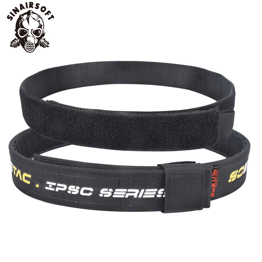 SINAIRSOFT Outdoor Nylon Smooth Non Buckle IPSC Tactical Double Layer Belt
