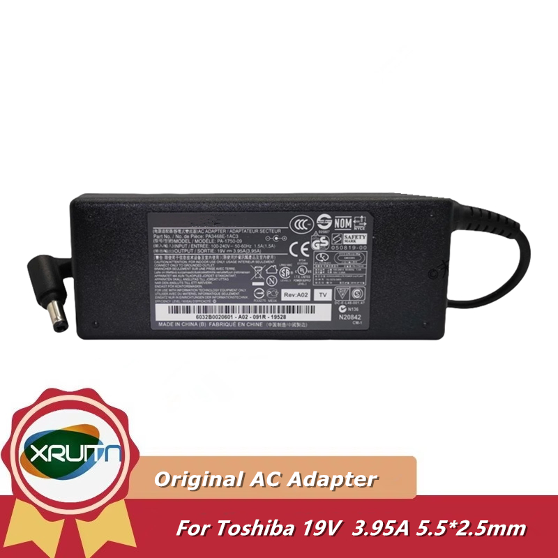 Original AC อะแดปเตอร์สําหรับ Toshiba 19v 3.95a 75W PA3715U-1ACA PA3468U-1ACA PA3468E-1AC3 PA-1750-0