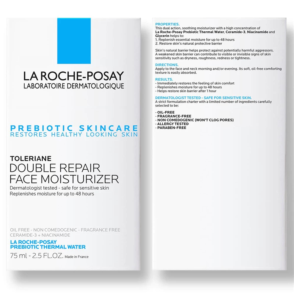 For La Roche-Posay Toleriane Double Repair Face Moisturizer 75ml, Daily Moisturizer Face Cream with SPF30 75ml