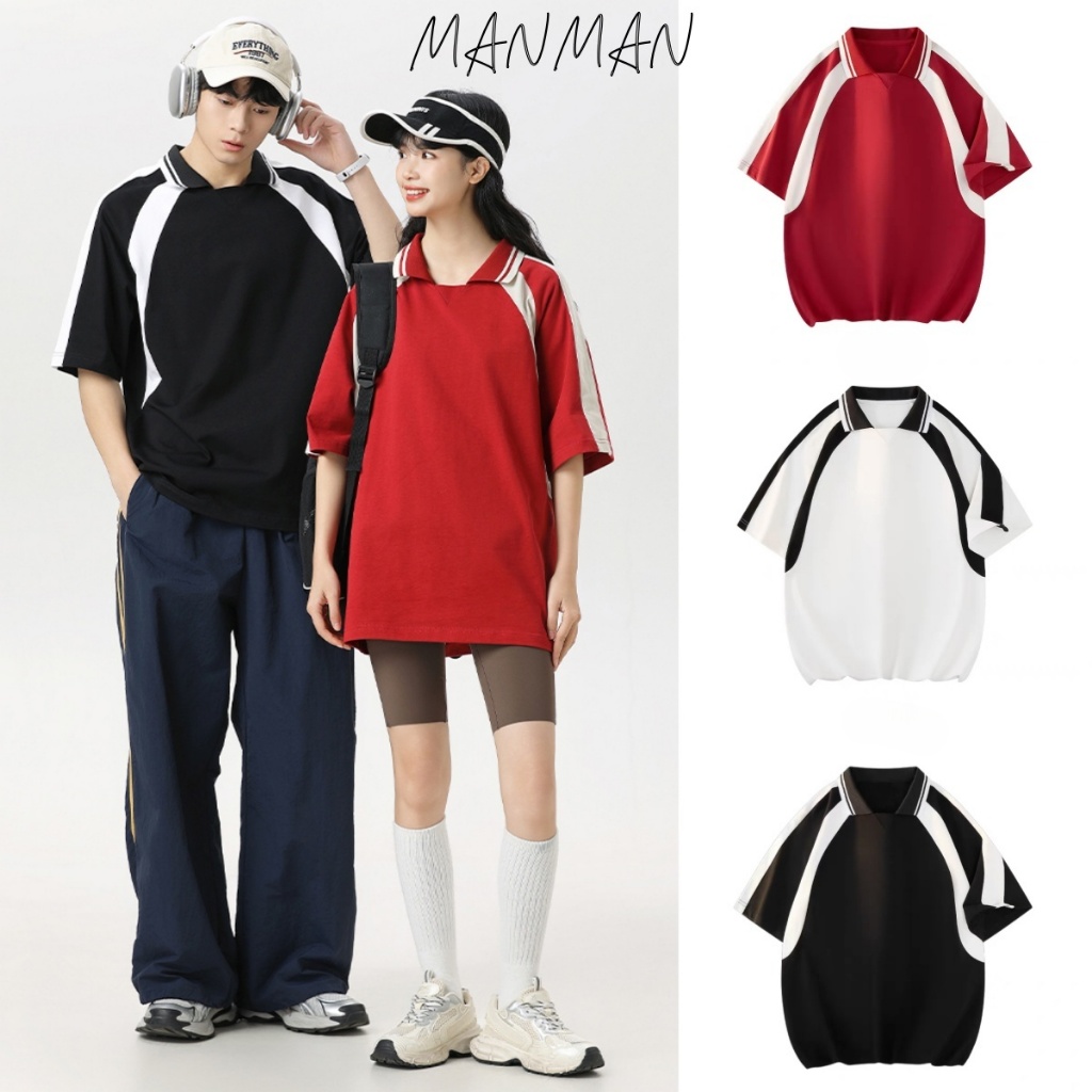 M＆M เสื้อโปโล เสื้อยืดแขนสั้น สีล้วน เรียบง่ายแมทช์ลุคง่าย ฤดูร้อนปี2025รุ่นใหม่