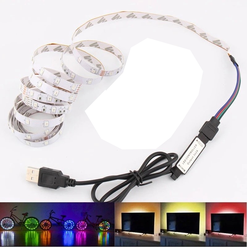 5V RGB ไฟ Led Strip USB PC TV Backlight 2835 USB Led Strip RGB ไฟโคมไฟเทปไดโอดริบบิ้น 5 เมตร