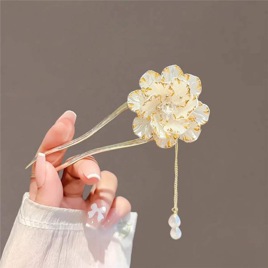 ประณีตดอกโบตั๋นดอกไม้พู่ U-Shaped Hairpin หญิง High-End Feel Hairpin Hairpin ขั้นตอนสั่น Hairpin ใส่หวี Headdress ราคา ถูกที่สุด ดีลบีเคเค แกลเลอรีภาพที่ 4