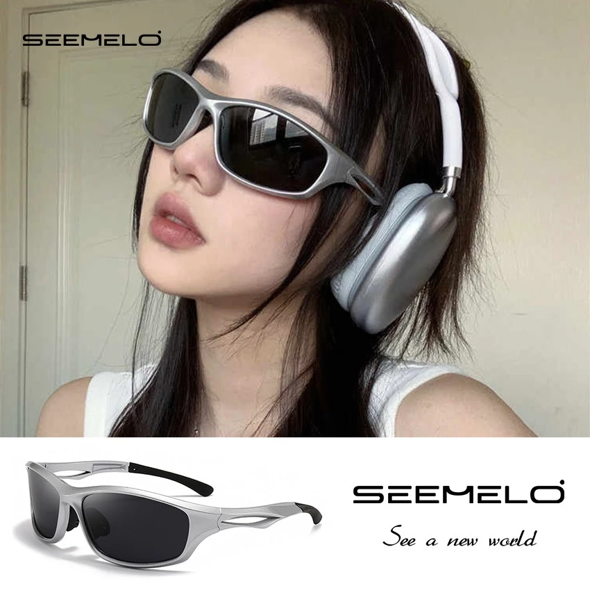SEEMELO กันแดด TAC ตาขับรถโพลาไรซ์ตากีฬากลางแจ้ง UV400 แว่นตาน้ําหนักเบาแว่นตากันแดด Clean Vision ขี่จักรยานขี่แว่นตาวิ่ง