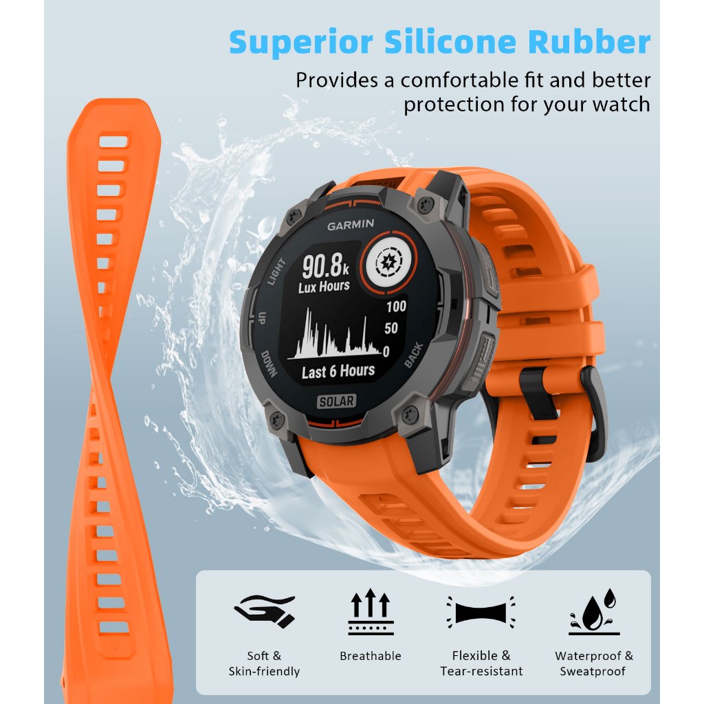 MoKo สายนาฬิกาสปอร์ตยางกันน้ําแบบปรับได้เข้ากันได้กับ Instinct 3 Amoled 45mm&Garmin Instinct 3 Solar