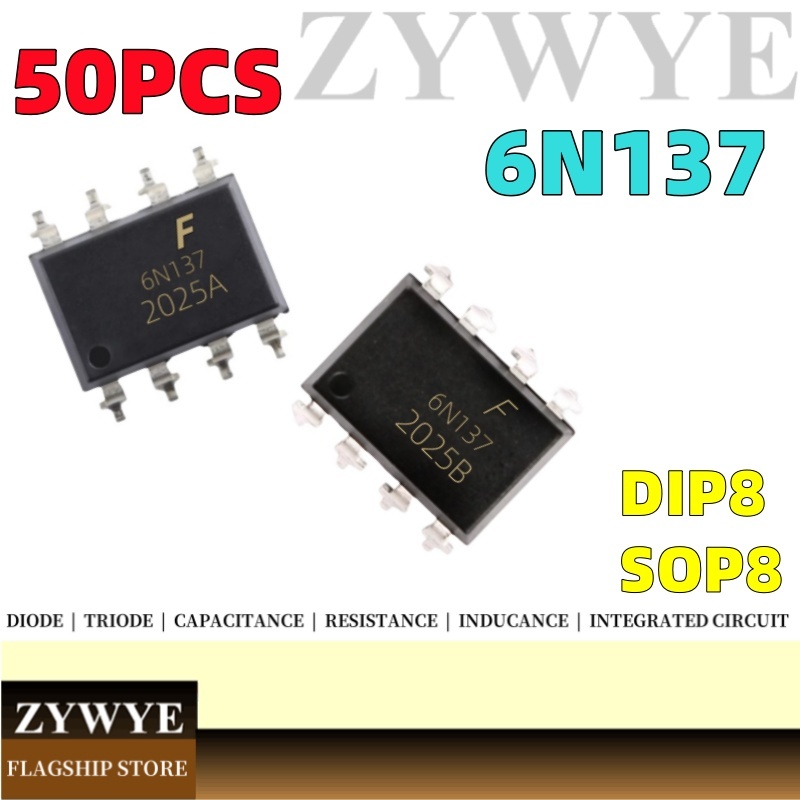 50PCS ยี่ห้อใหม่ Optocoupler 6N137 DIP8 SOP8 6N137S CT6N137 UMW6N137 EL6N137