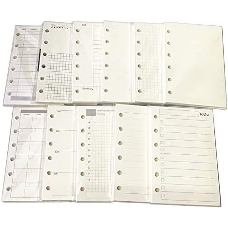 A7 Planner Insert Agenda Refill กระดาษหนา 100 แกรม 45 แผ่น(90 หน้า) ต่อแพ็คสําหรับ 6 หลุม Pocket Bin