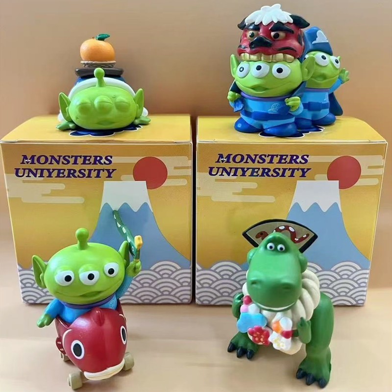 4 ชิ้น/เซ็ต Toy Story อะนิเมะรูป Aliens Rex Koi 2025 Mascot Monsters University รุ่น Q PVC Action Figures คอลเลกชันตกแต่งตุ๊กตาของเล่น