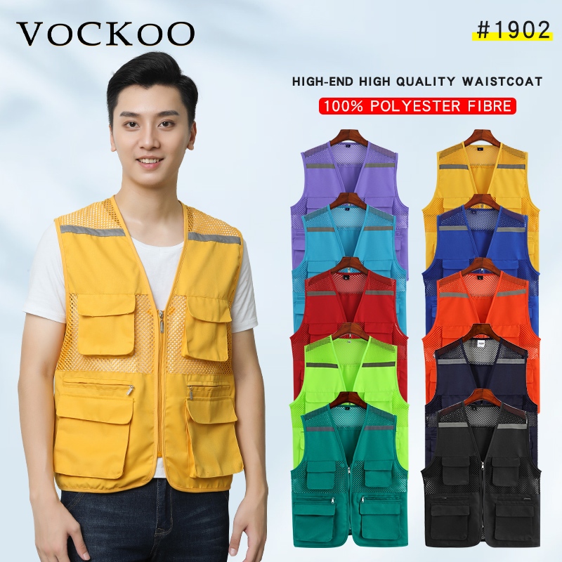 Vockoo#เสื้อกั๊กความปลอดภัยระบายอากาศเสื้อกั๊ก Makeup อาสาสมัครกลุ่มกิจกรรมกลางแจ้งกิจกรรมกลางแจ้ง ที่กำหนดเองพิมพ์โลโก้