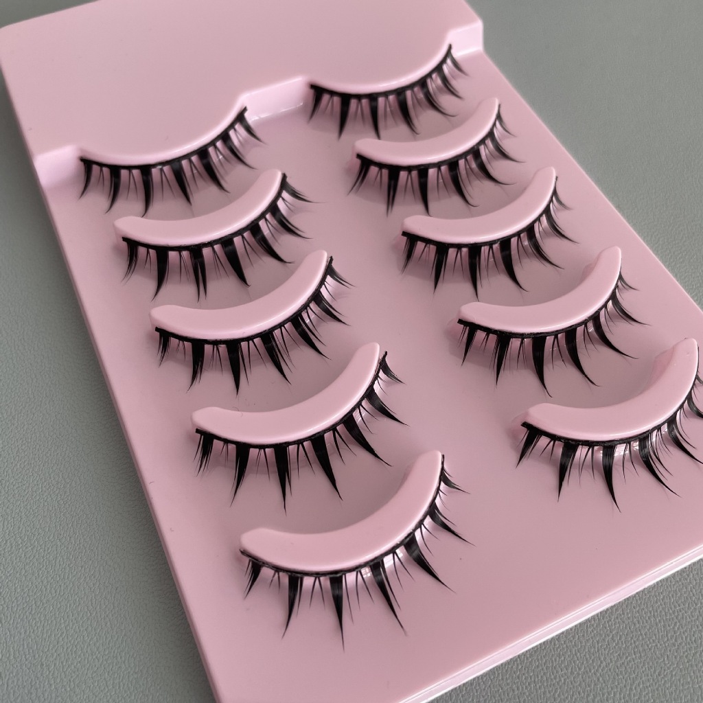 5 คู่สไตล์ธรรมชาติมังงะ Lashes Messy Crisscross Spiqiy ขนตาปลอมยาวปีศาจขนตาปลอม