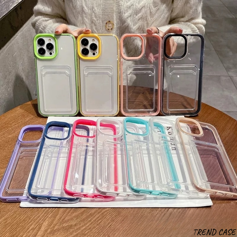 หรูหราโปร่งใสช่องใส่การ์ดกระเป๋า 2 ใน1 เคสโทรศัพท์สําหรับ ไอโฟน 16 11 13 12 14 15 มือโปร สูงสุด ชัดเจนกระเป๋าสตางค์นุ่มปก