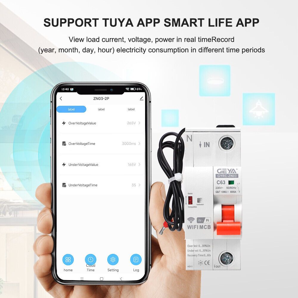 GEYA GYRC-ZN03 WIFI Circuit Breaker MCB สวิตช์รีเลย์เวลา 1/2/3/4P 20-100A รีโมทคอนโทรลด้วยเสียง ราคา ถูกที่สุด ดีลบีเคเค แกลเลอรีภาพที่ 9
