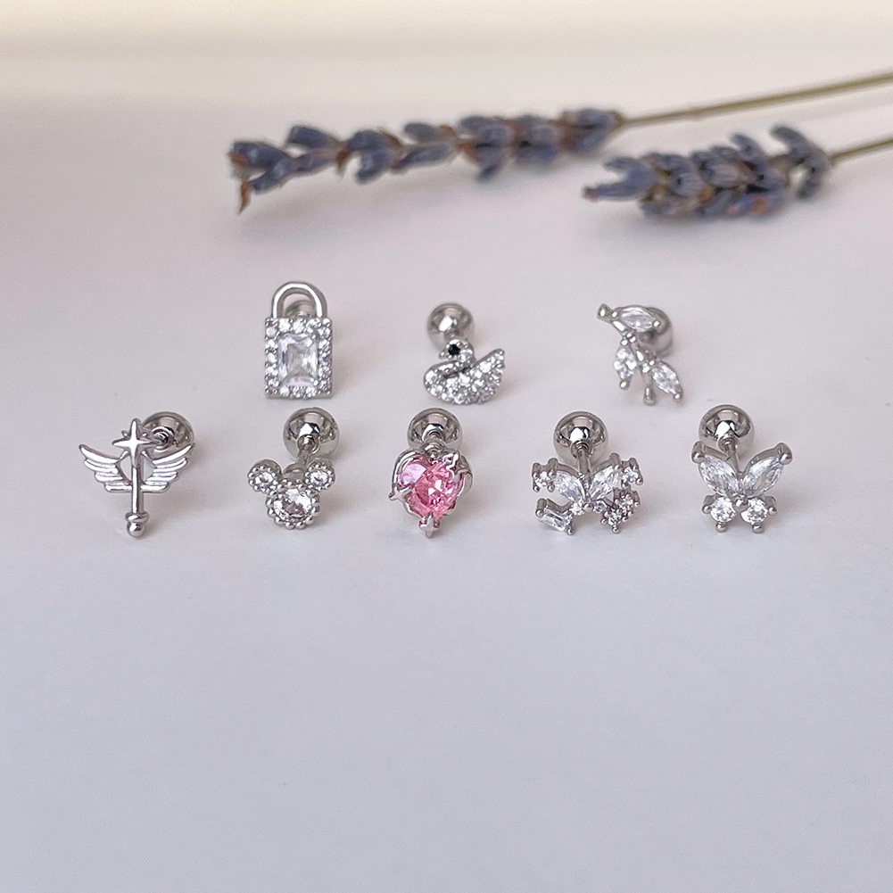 1 ชิ้น G23 ต่างหูเหล็กไทเทเนียม Fairy Wand, ผีเสื้อ Cubic Zirconia ต่างหูผู้หญิงเครื่องประดับของขวัญ