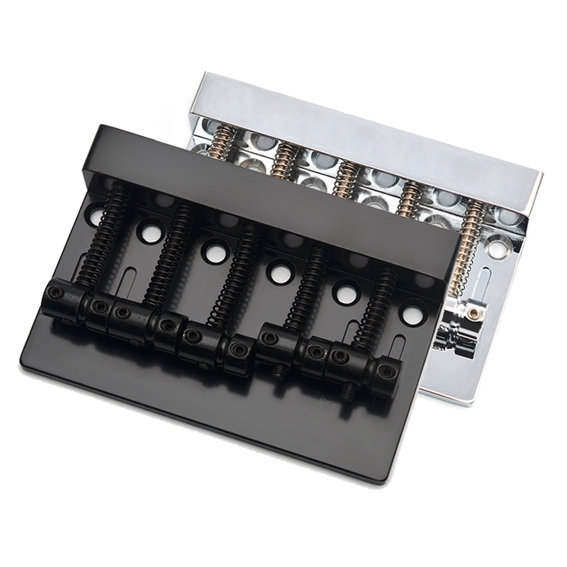 88x57 มม.คงที่ Vintage 5 String Bass Bridge String Spacing 16 มม.เบสคงที่สะพานอานด้านล่างโหลดสีดํา/โครเมียม