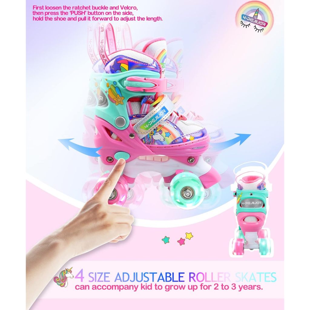 รองเท้าสเก็ตเด็ก✨โรลเลอร์สเก็ตเด็ก,สองแถว ล้อเรืองแสง กันกระแทก, ซึมอากาศสบาย.ซึมอากาศ มีให้เลือก 2 สี,สีพาสเทล,แพ็คเกจหมวกกันน็อค,แฟชั่นเด็ก - รูปที่ 2