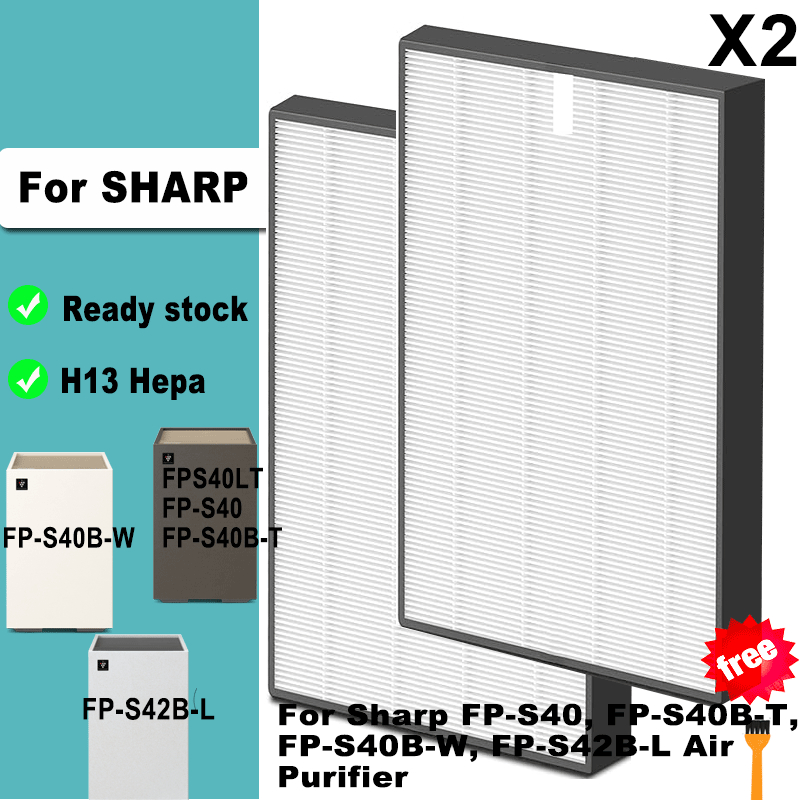 เปลี่ยนตัวกรองถ่านกัมมันต์ Hepa True สําหรับเครื่องฟอกอากาศ Sharp FP-S40, FPS40LT, FP-S40B-T ,FP-S40