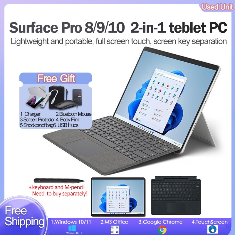 (99 ใหม่)Microsoft Surface pro9 pro8 pro7+ แล็ปท็อป 2 in 1 Core i5/i7-12th Gen 8/16GB RAM 256/512GB 