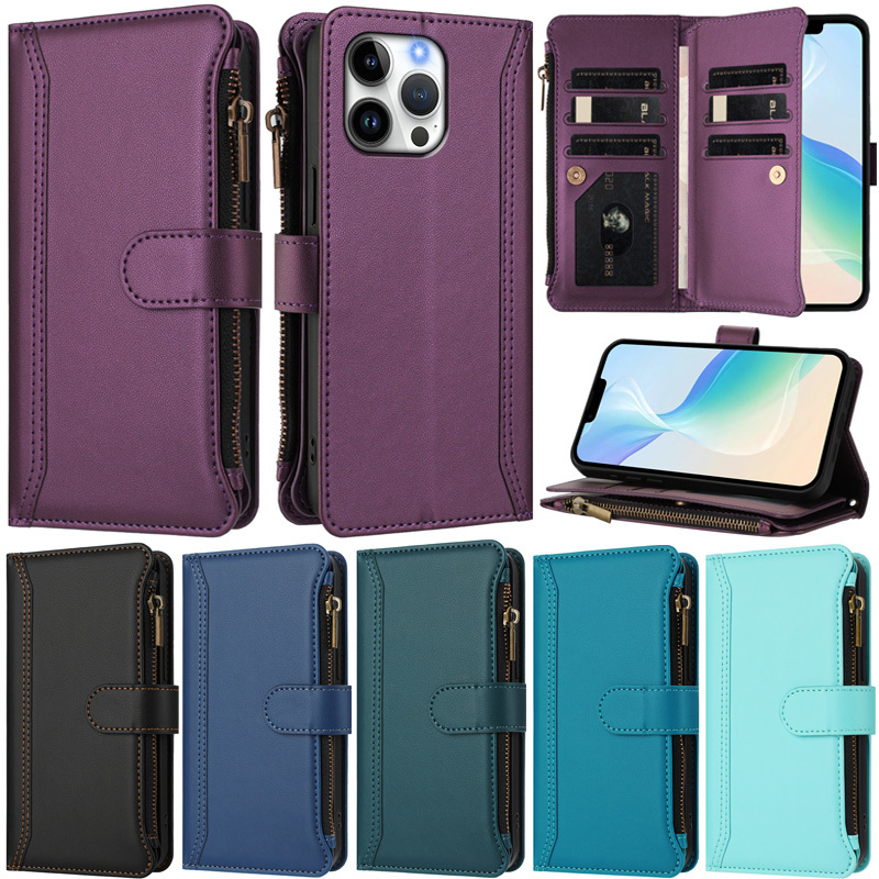 หรูหราปลอกสําหรับiPhone 16 Plus 16 Pro Max 15 Plus 15 Pro Max 13 Mini 14 Pro Max 14 Plus 13 Pro Maxซิปกระเป๋าสตางค์หนังPUนุ่มช่องใส่การ์ดผิวป้องกันพลิกฝาครอบกรณี