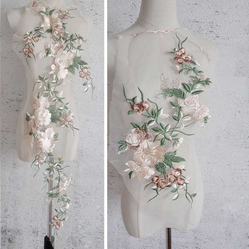 แพทช์ Applique ดอกไม้สำหรับชุดแต่งงานและ DIY ทำด้วยผ้าลูกไม้