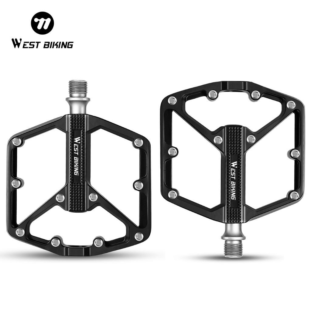 WEST BIKING น้ําหนักเบา 3 แบริ่งจักรยานเสือหมอบเหยียบอลูมิเนียมโครเมียม-Molybdenum แกนเหล็ก Anti-Slip เล็บกว้างขวาง