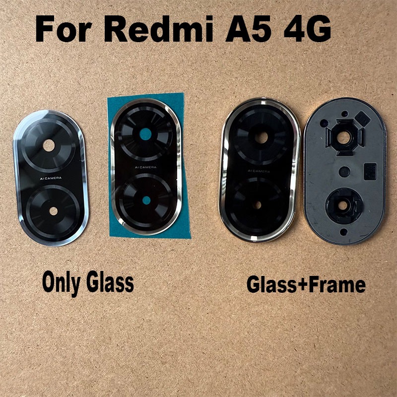 สําหรับ Xiaomi Redmi A5 4G เลนส์กล้องด้านหลังกล้องหลักฝาครอบกระจกพร้อมกรอบ Bezel Flash โคมไฟเปลี่ยน 25028PC03G