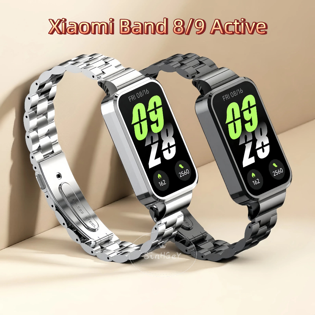 Xiaomi Smart Band 9 8 สําหรับ เรดมี่ วงดนตรี Redmi Band 3 2 สายโลหะสําหรับ เสี่ยวหมี่ ไมล์ วงดนตรี คล่องแคล่ว กรอบโลหะฝาครอบสายสแตนเลส + กรอบ
