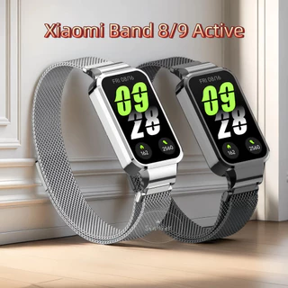 สําหรับ Xiaomi Mi band 9 8 Active สายโลหะสําหรับ Redmi band 3 2 กรอบโลหะฝาครอบสาย Milanese + กรอบ