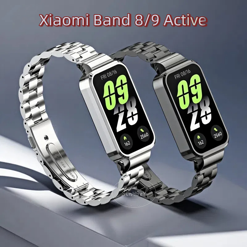 สําหรับ เสี่ยวหมี่ ไมล์ วงดนตรี Xiaomi Smart Band 9 8 สายโลหะที่ใช้งานสําหรับ เรดมี่ วงดนตรี Redmi Band 3 2 กรอบโลหะฝาครอบสายสแตนเลส + กรอบ