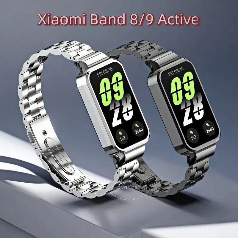 สําหรับ เสี่ยวหมี่ ไมล์ วงดนตรี Xiaomi Smart Band 9 8 สายโลหะที่ใช้งานสําหรับ เรดมี่ วงดนตรี Redmi Band 3 2 กรอบโลหะฝาครอบสายสแตนเลส + กรอบ