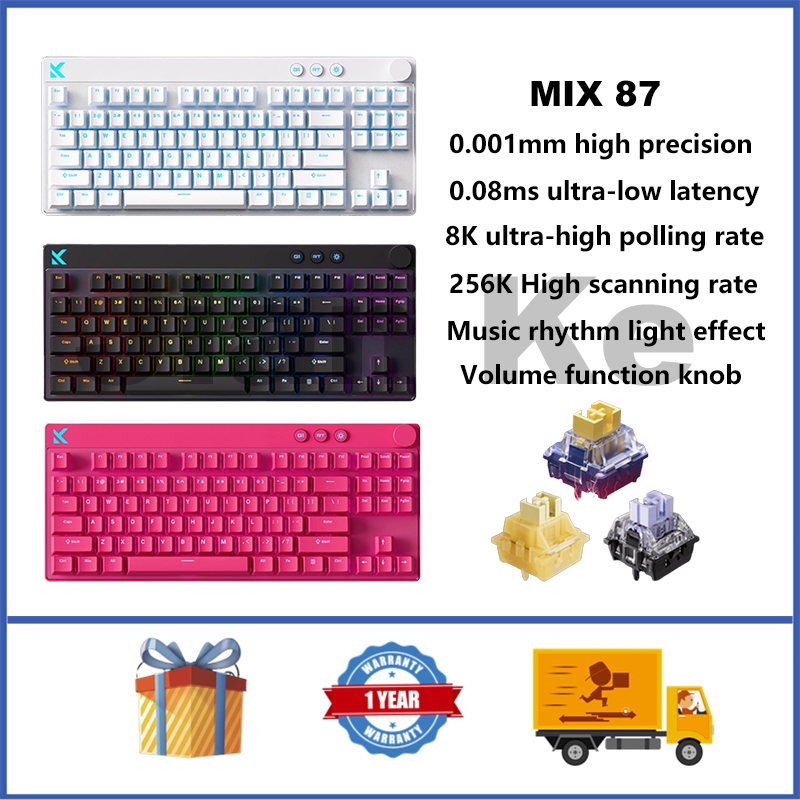 MCHOSE Mix 87 คีย์บอร์ดแม่เหล็ก 75% Hot swappable RGB 8K 0.08ms Low Latency คีย์บอร์ดเกมแบบกําหนดเอง