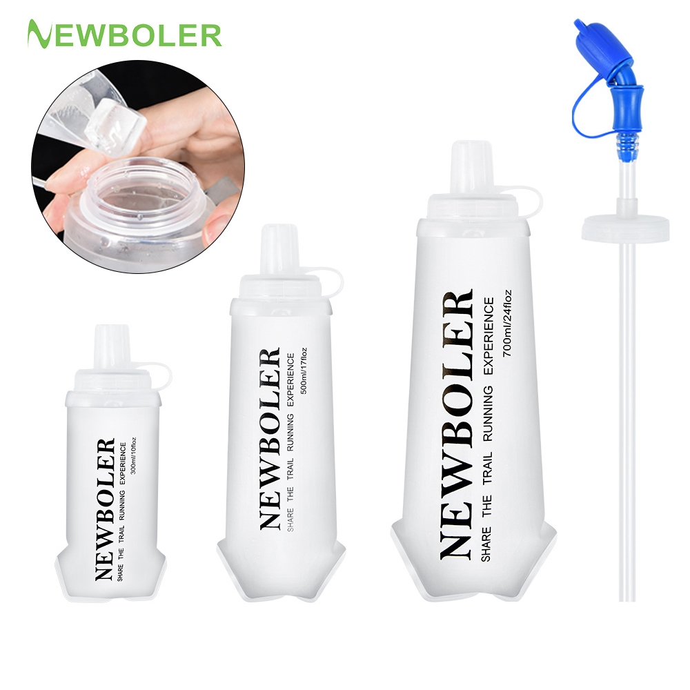 NEWBOLER 300ml 500ml 700mlSoft Flask TPU ซิลิโคนขวดน้ําพับได้กีฬากลางแจ้งท่องเที่ยววิ่งขี่จักรยานขวดน้ําแบบพกพา