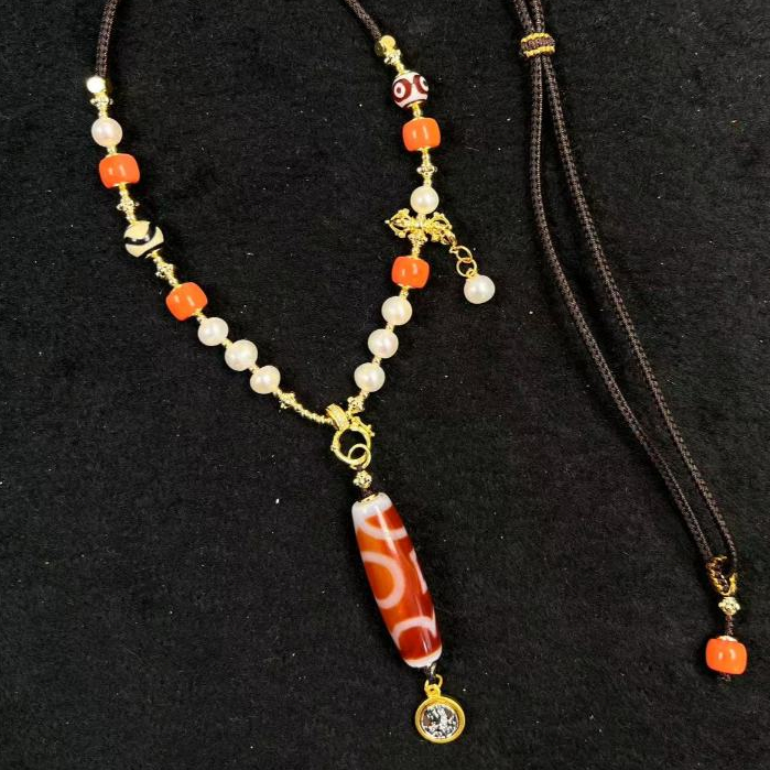 [Yuanhengtang โกดังจีน] Breathe Abnormal Red Head Natural Pearl All-Match สร้อยคอจี้