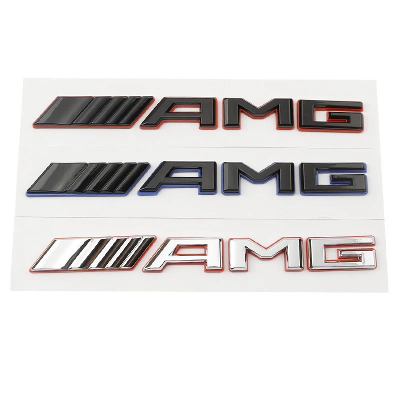 คุณภาพสูง วัสดุ ABS AMG สติ๊กเกอร์ตัวถังดัดแปลงท้ายรถ เหมาะสําหรับโลโก้ Mercedes-AMG ใหม่ BENZ