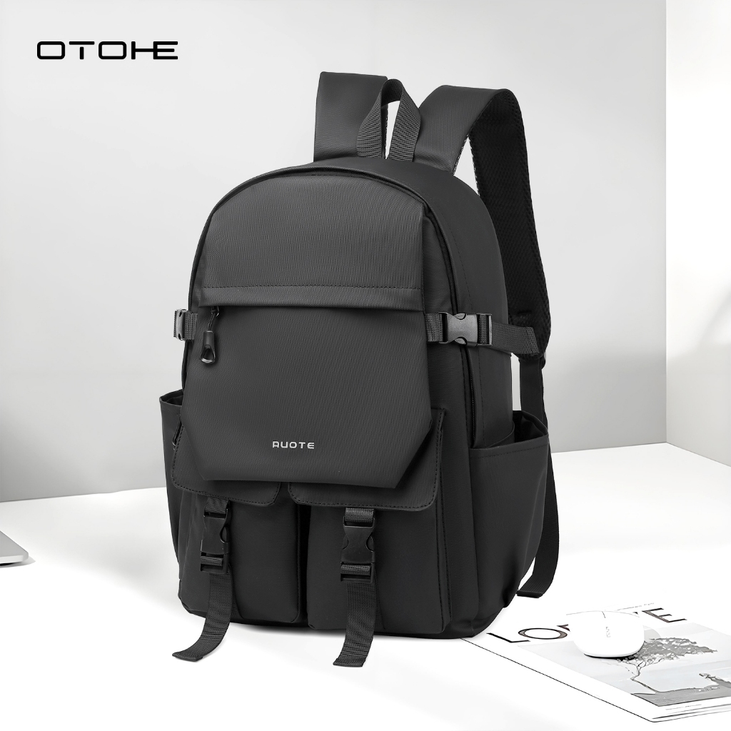 OTOHE ผู้ชายแล็ปท็อปกระเป๋าเป้สะพายหลังธุรกิจกระเป๋าเดินทางกระเป๋าสะพายไหล่สบายๆป้องกันการโจรกรรมกลับแพ็คกระเป๋านักเรียนที่เดินทางมาพั