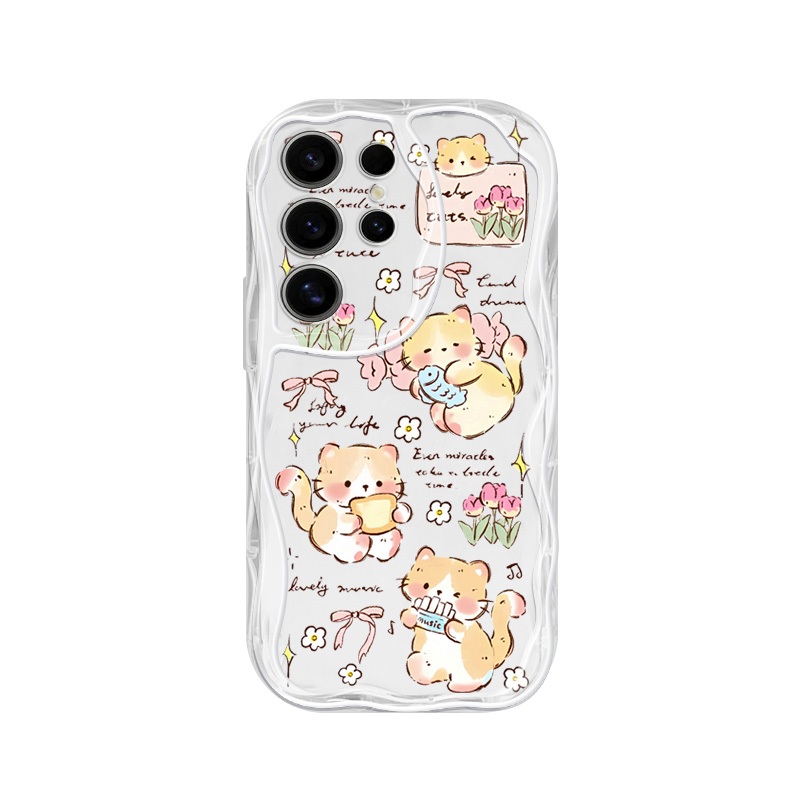 ปลอกสําหรับ Samsung Galaxy S23 S24 S25 Plus S23 S24 S25 Ultra S23 S24 S25 FE S25 Edge S23 + S24 + S25 + น่ารัก Little Cat Anti Fall ซิลิโคนใสนุ่มเคสโทรศัพท์ - รูปที่ 6