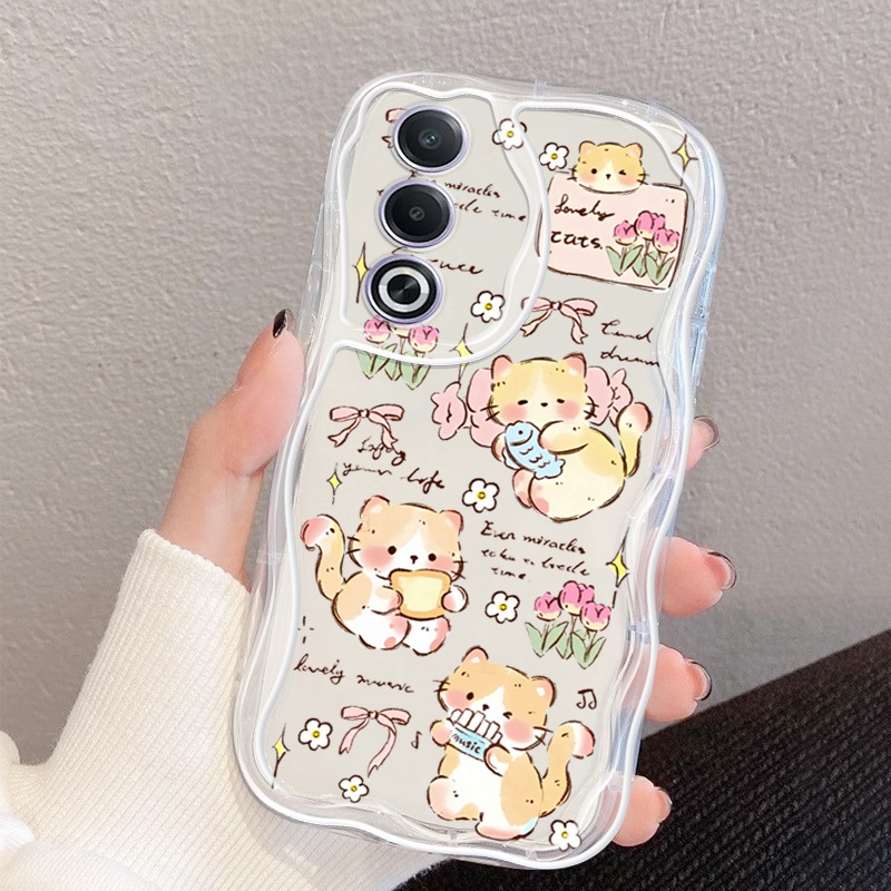 ปลอกสําหรับOppo A3 Pro 5Gแมวน่ารักแมวป้องกันการตกซิลิโคนใสเคสโทรศัพท์แบบนุ่ม