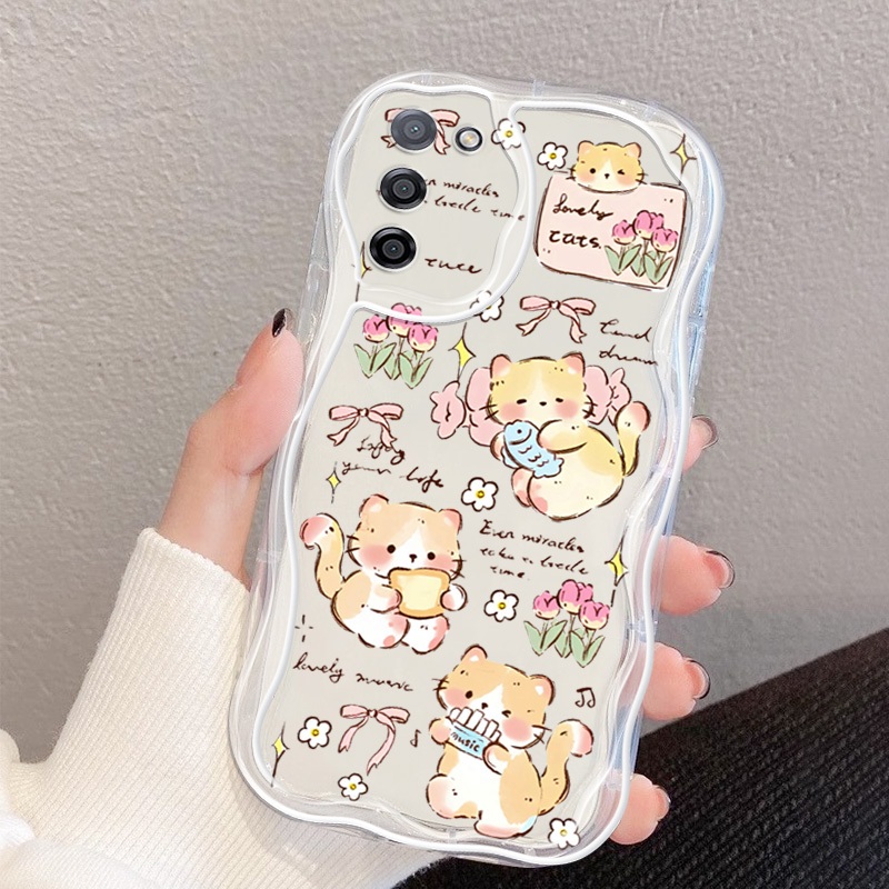ปลอกสําหรับ Oppo A55 A56 A53S 5G น่ารักแมวน้อย Anti Fall ซิลิโคนใสเคสโทรศัพท์แบบนุ่ม