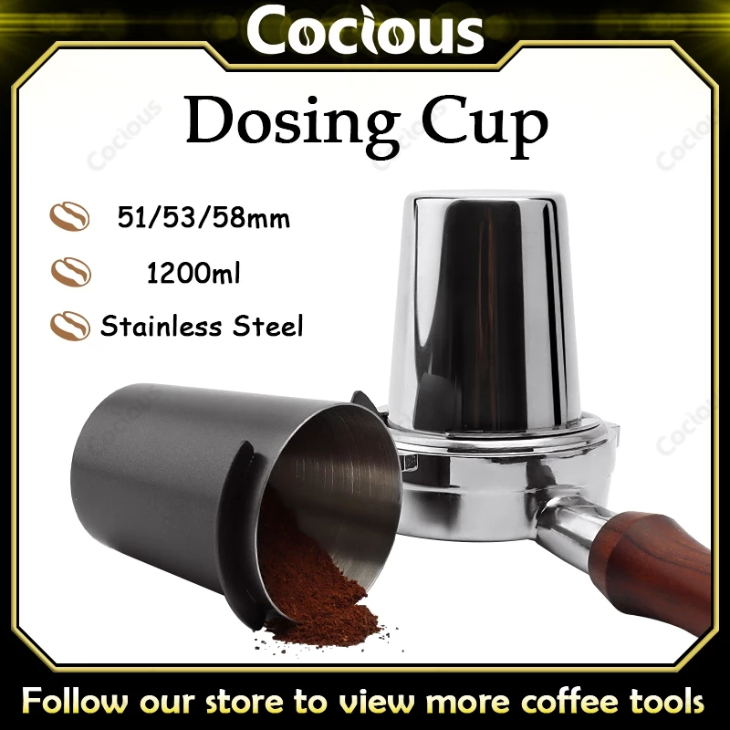 COCIOUS 58/51 มม.กาแฟยาถ้วยสแตนเลสทนทาน Sniffing แก้วผง Feeder DIY เครื่องมือ Espresso