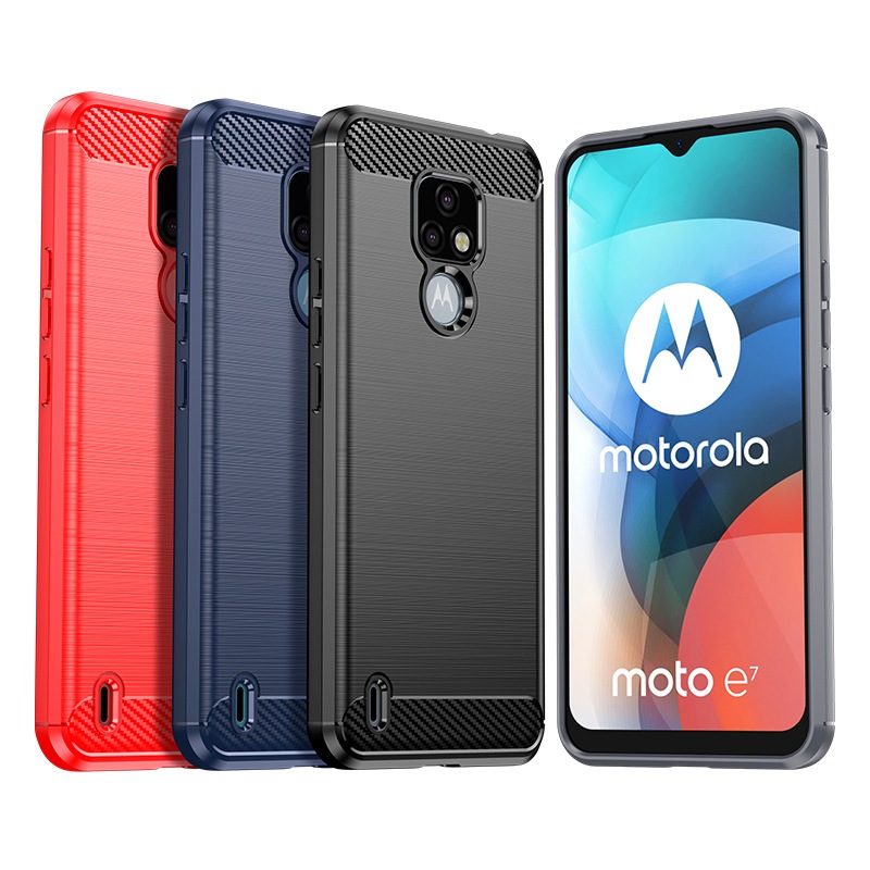 สําหรับ Motorola Moto E6 Plus E6 เล่น E6i Moto E7 Plus E7 Power E7i กรณีกันกระแทก TPU คาร์บอนไฟเบอร์