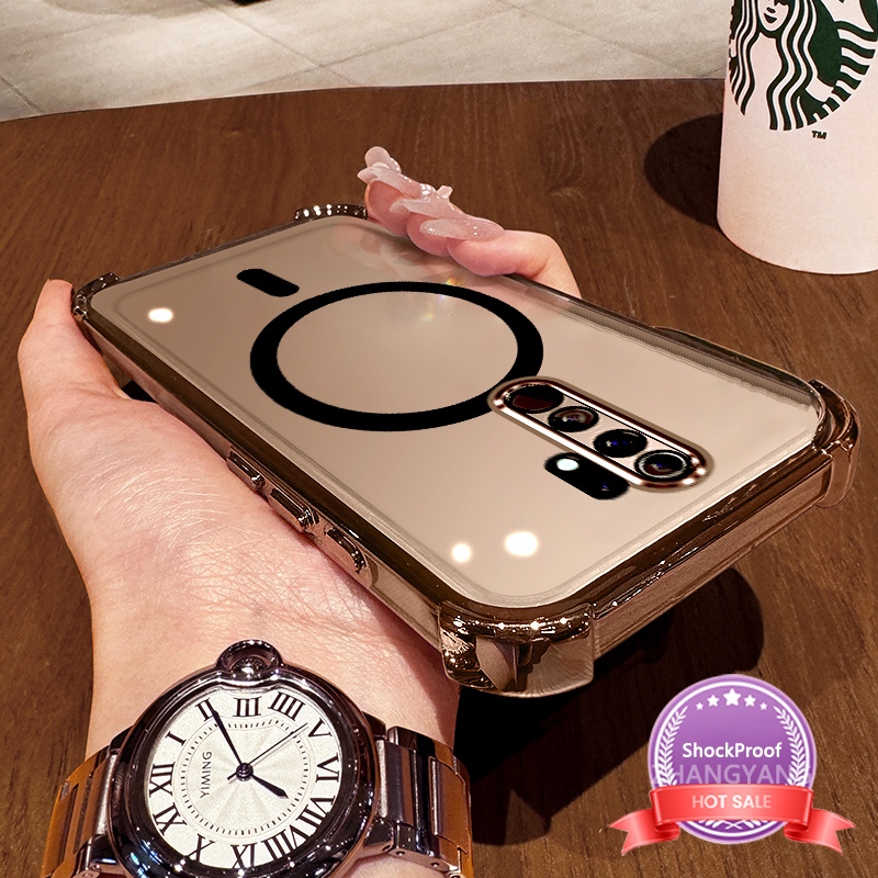 เคสสําหรับOPPO A5 2020 A9 2020 เคสโทรศัพท์ซิลิโคนกันกระแทกElectroplatedพร้อมแหวนดูดแม่เหล็กเรียบง่ายความงามTPU soft case