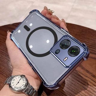 สําหรับ vivo V25 5G V25E 5G Electroplated กันกระแทกซิลิโคนเคสโทรศัพท์พร้อมแหวนดูดแม่เหล็กเรียบง่ายออกแบบความงาม TPU soft case