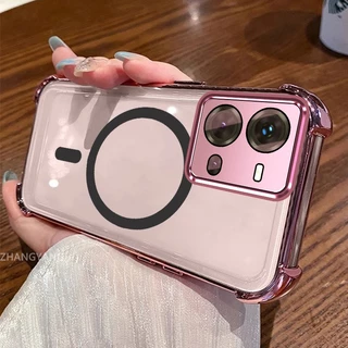 สําหรับ vivo V25 5G V25E 5G Electroplated กันกระแทกซิลิโคนเคสโทรศัพท์พร้อมแหวนดูดแม่เหล็กเรียบง่ายออกแบบความงาม TPU soft case