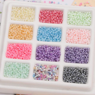 St.kunkka 1,000 ชิ้น 2mm ลูกปัดแก้วครีม ลูกปัดทรายน่ารักสําหรับ DIY สร้อยข้อมือลูกปัดสร้อยคอ